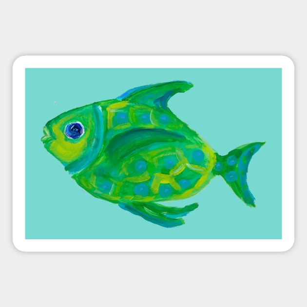 flounder fish painting Magnet by AudreyJane